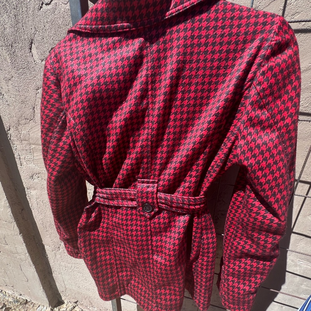 Red Black Checkered Short Coat by Joujou S Large Excellent Condition Like New - Picture 4 of 4